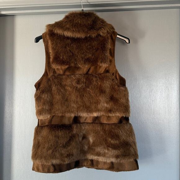 RLZ Rachel Zoe Faux Fur Women's Sleeveless Vest sz XS Hook-Eye Closure Lined - Picture 2 of 6